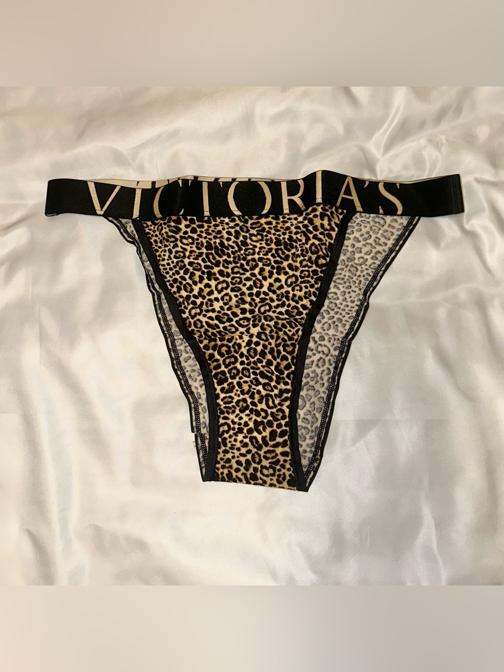 Victoria’s Secret Leopard Logo Band French Cut High Leg Brief Panty L NWT